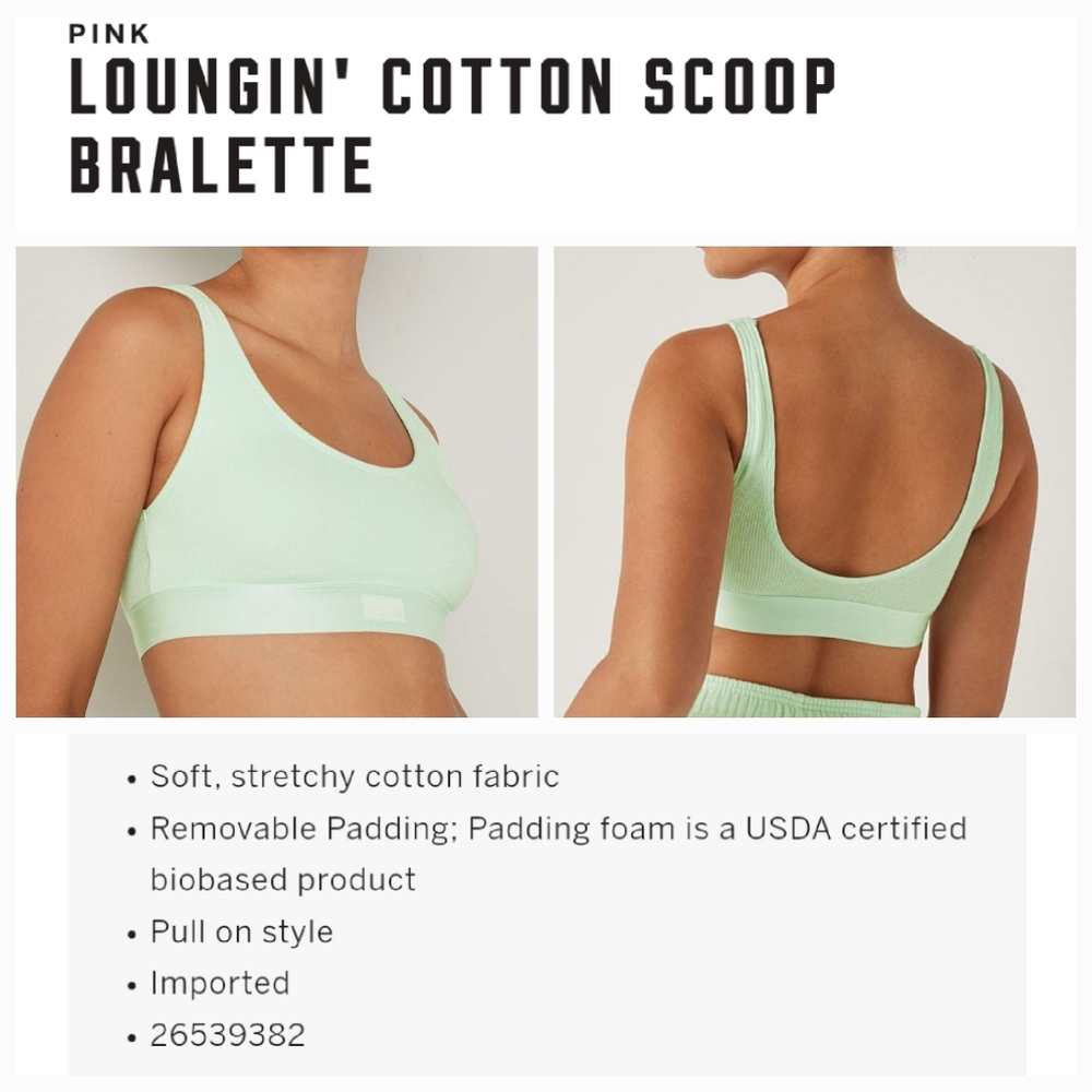 NWT Victoria's secret pink lounging cotton scoop bralette LARGE